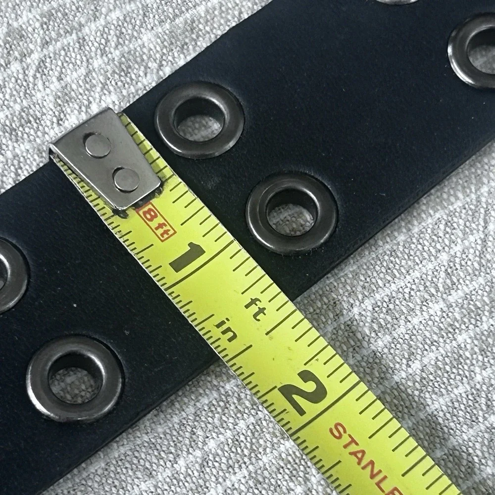 NWT Reversible Black/brown Double Grommet Leather Biker Punk Belt Size Large
